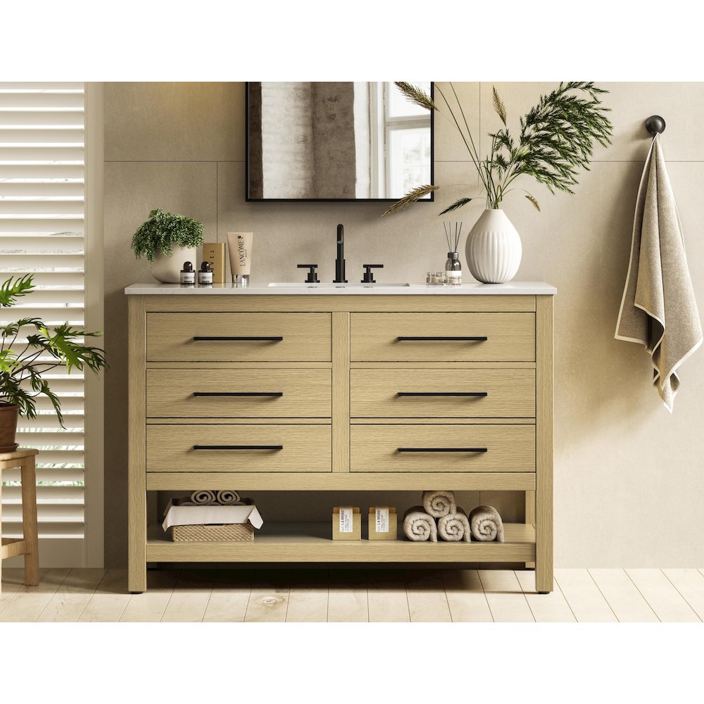 48 inch Single Bathroom Vanity in Honey Brown. Picture 2