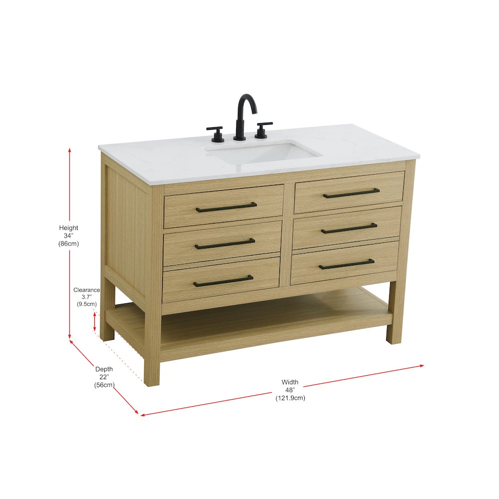 48 inch Single Bathroom Vanity in Honey Brown. Picture 13