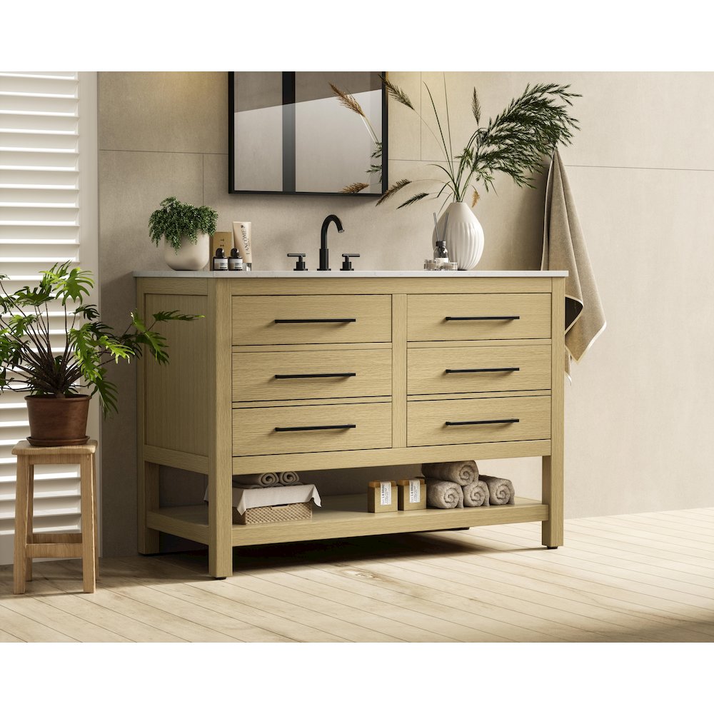 48 inch Single Bathroom Vanity in Honey Brown. Picture 3