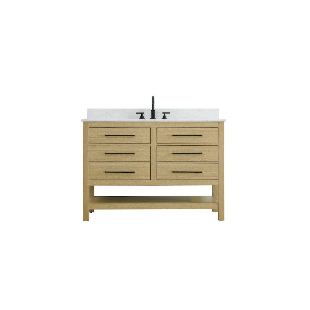 48 inch Single Bathroom Vanity in Honey Brown with backsplash. Picture 1
