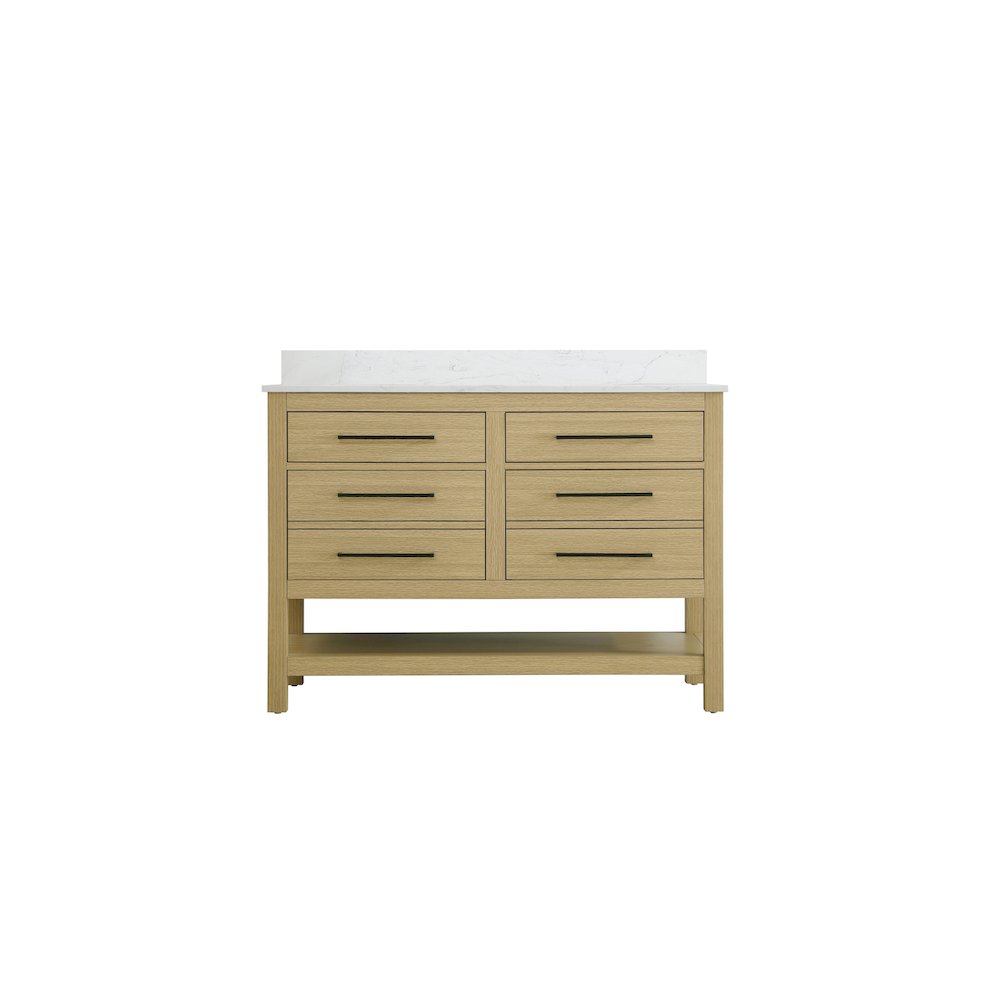 48 inch Single Bathroom Vanity in Honey Brown with backsplash. Picture 5