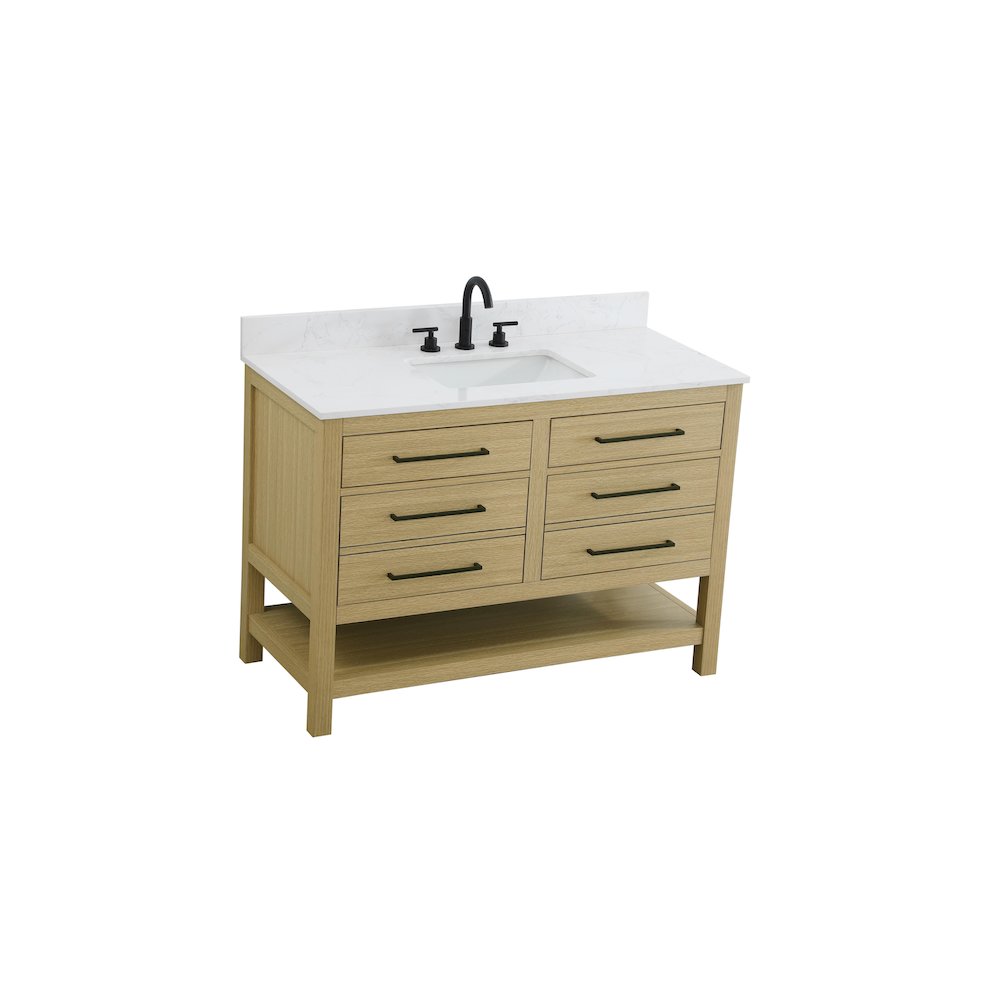 48 inch Single Bathroom Vanity in Honey Brown with backsplash. Picture 6