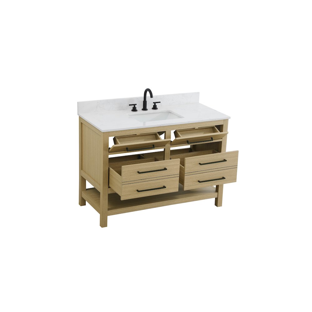48 inch Single Bathroom Vanity in Honey Brown with backsplash. Picture 7