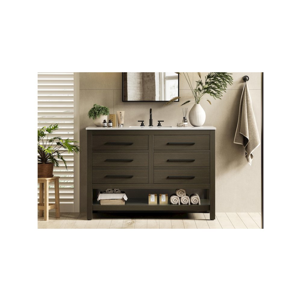 48 inch Single Bathroom Vanity in Mocha Brown. Picture 2