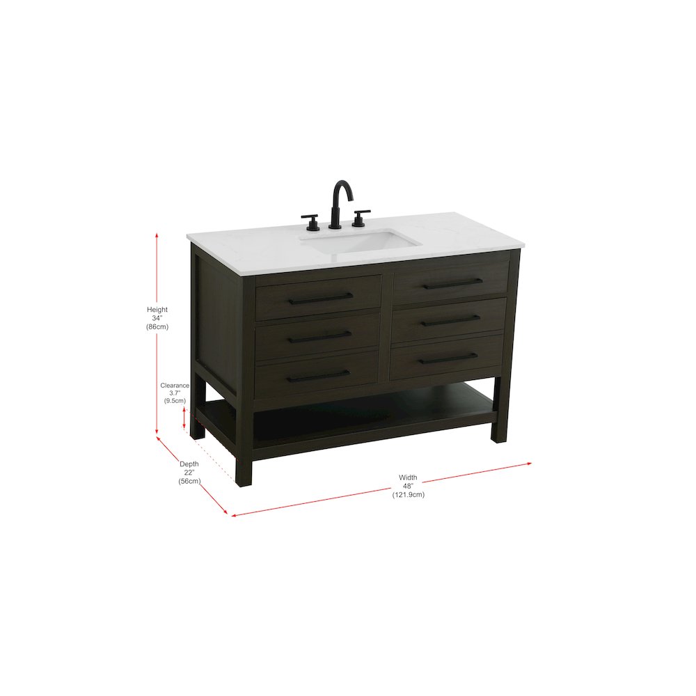 48 inch Single Bathroom Vanity in Mocha Brown. Picture 13