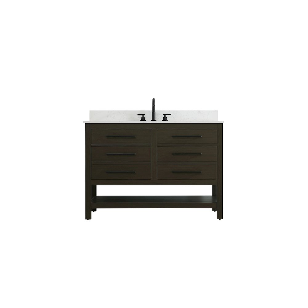 48 inch Single Bathroom Vanity in Mocha Brown with backsplash. Picture 1