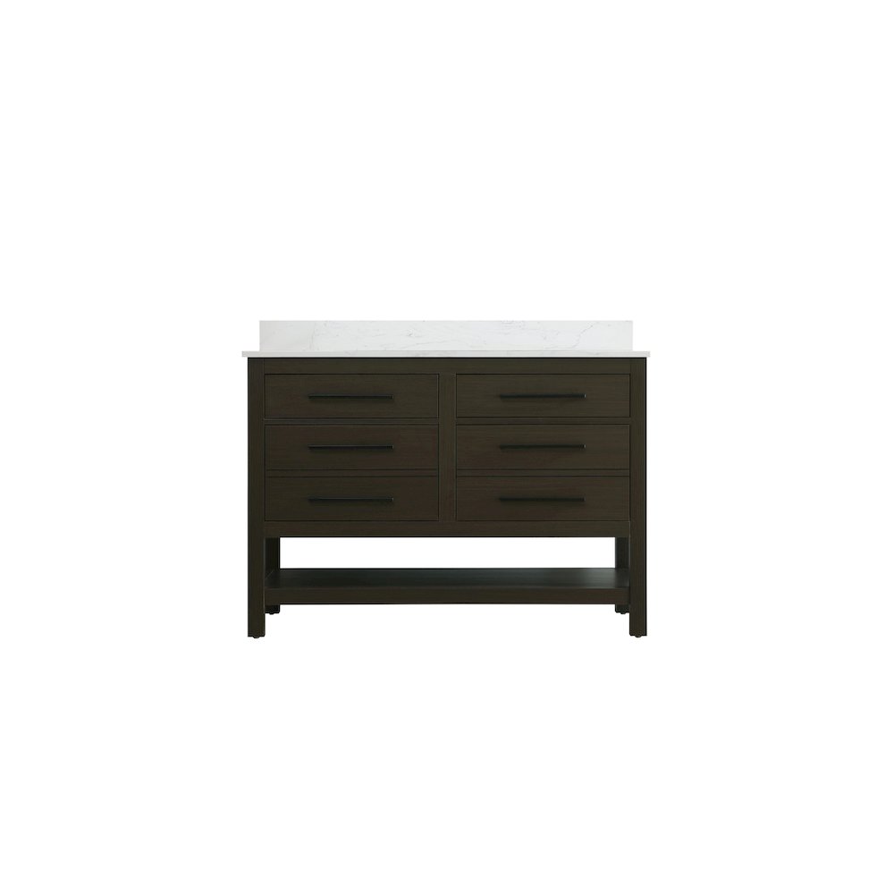 48 inch Single Bathroom Vanity in Mocha Brown with backsplash. Picture 5