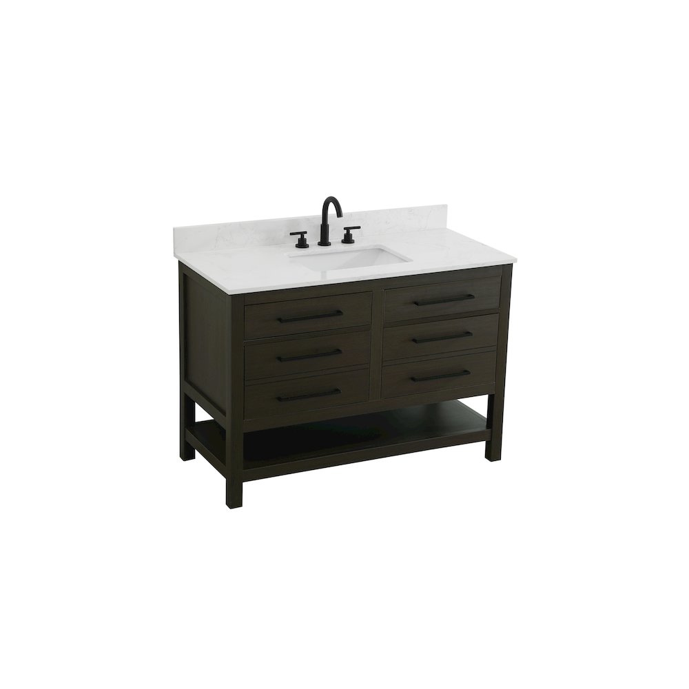 48 inch Single Bathroom Vanity in Mocha Brown with backsplash. Picture 6