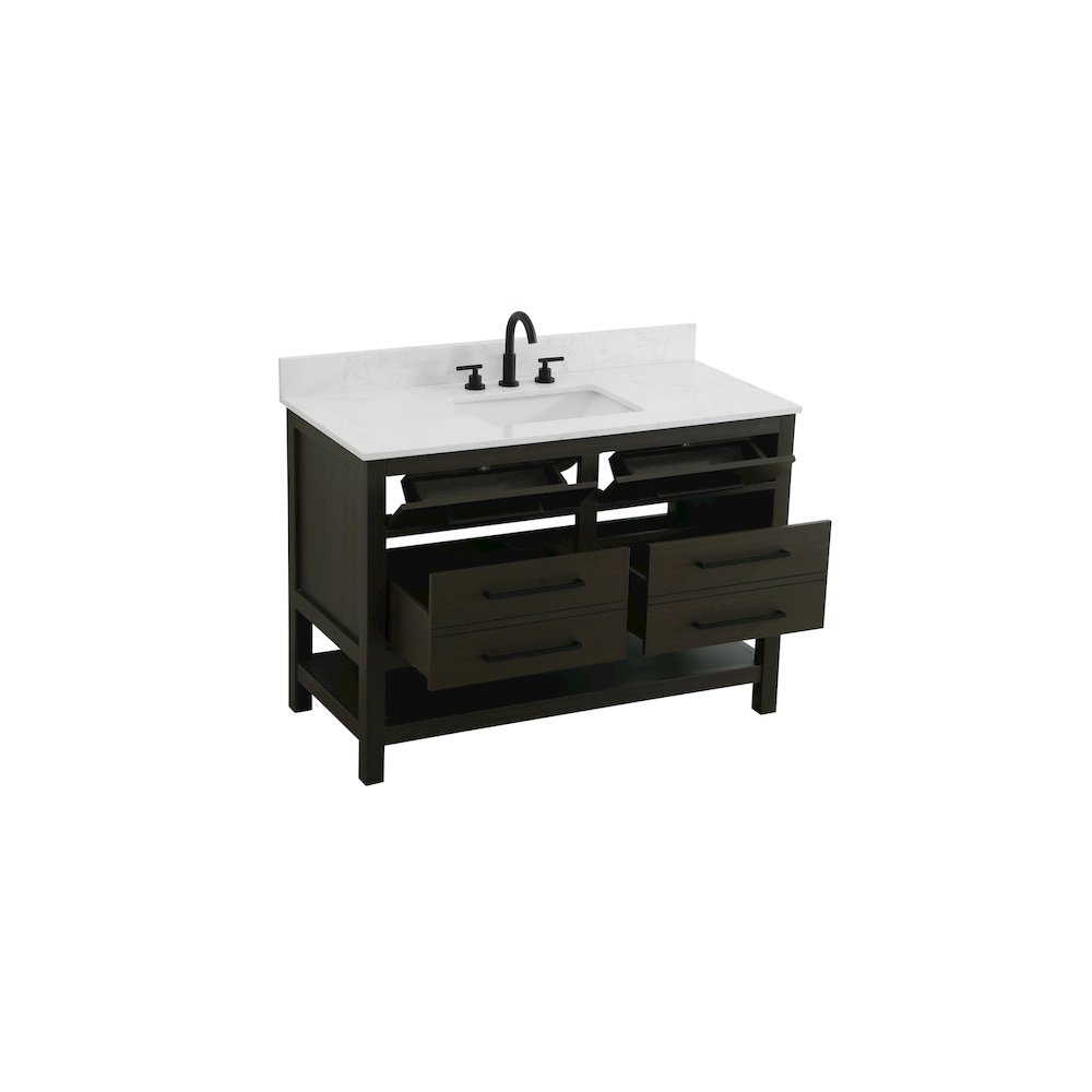 48 inch Single Bathroom Vanity in Mocha Brown with backsplash. Picture 7