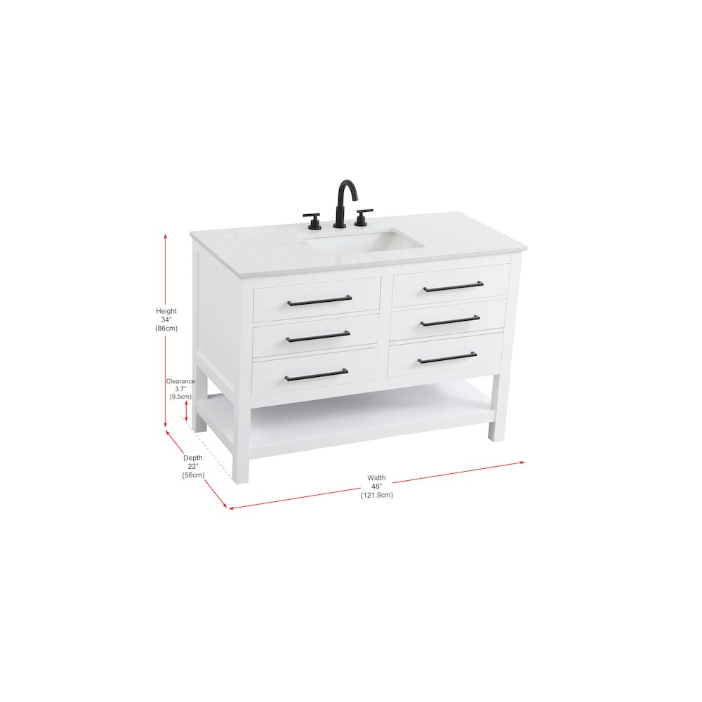 48 inch Single Bathroom Vanity in White. Picture 13