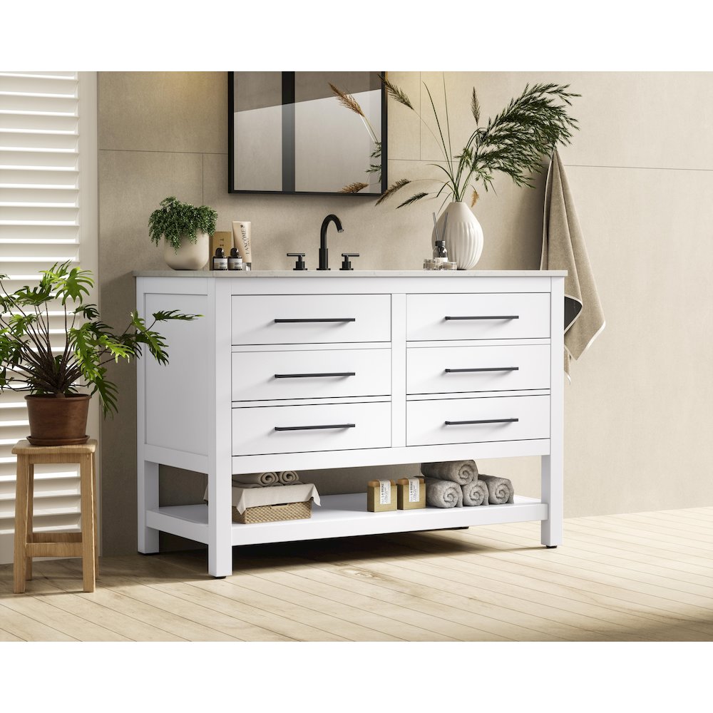 48 inch Single Bathroom Vanity in White. Picture 3