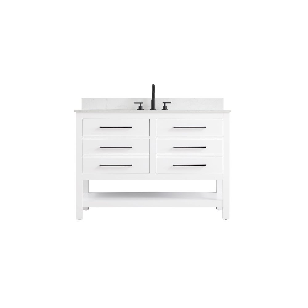 48 inch Single Bathroom Vanity in White with backsplash. Picture 1