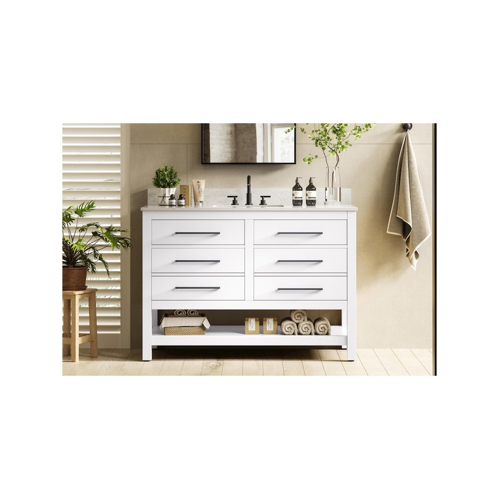 48 inch Single Bathroom Vanity in White with backsplash. Picture 2