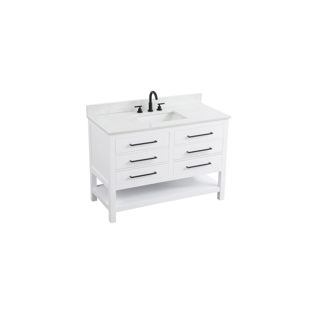 48 inch Single Bathroom Vanity in White with backsplash. Picture 6