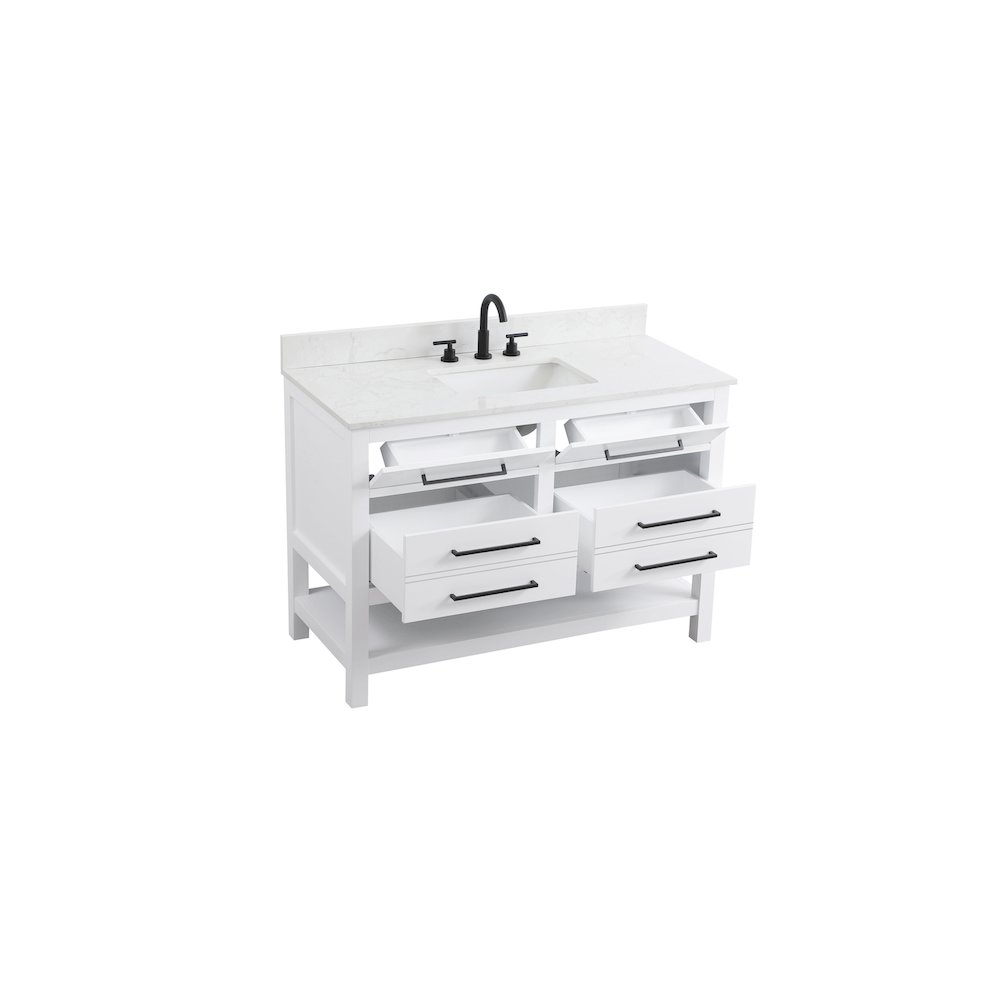 48 inch Single Bathroom Vanity in White with backsplash. Picture 7