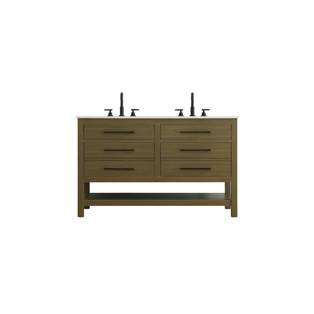 54 inch Double Bathroom Vanity in Chestnut Brown. Picture 1