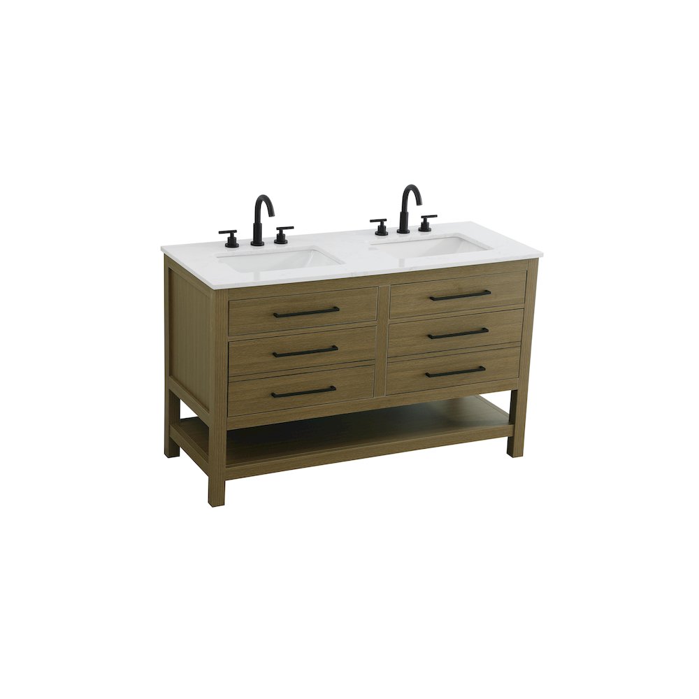 54 inch Double Bathroom Vanity in Chestnut Brown. Picture 6