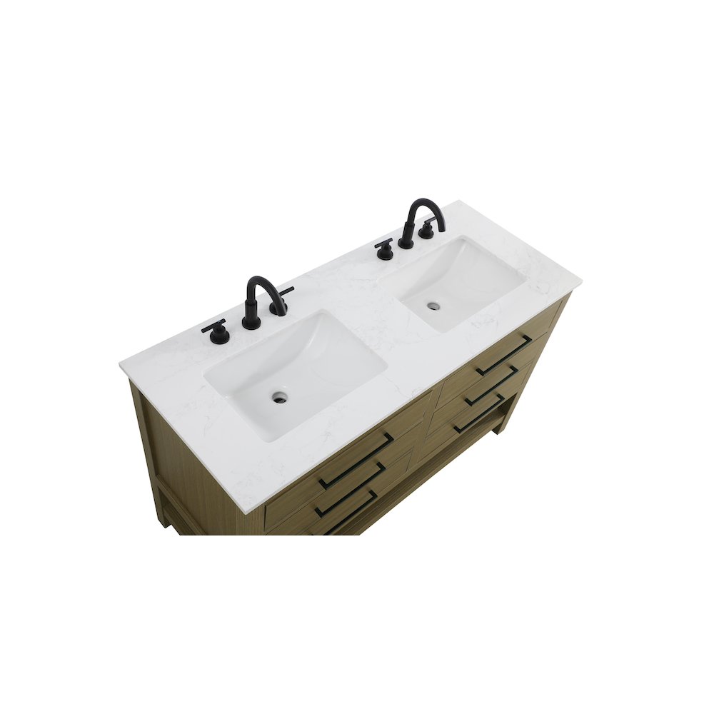 54 inch Double Bathroom Vanity in Chestnut Brown. Picture 8