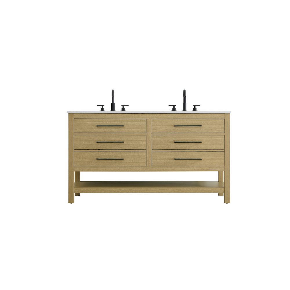 54 inch Double Bathroom Vanity in Honey Brown. Picture 1