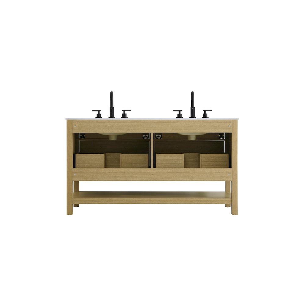 54 inch Double Bathroom Vanity in Honey Brown. Picture 12