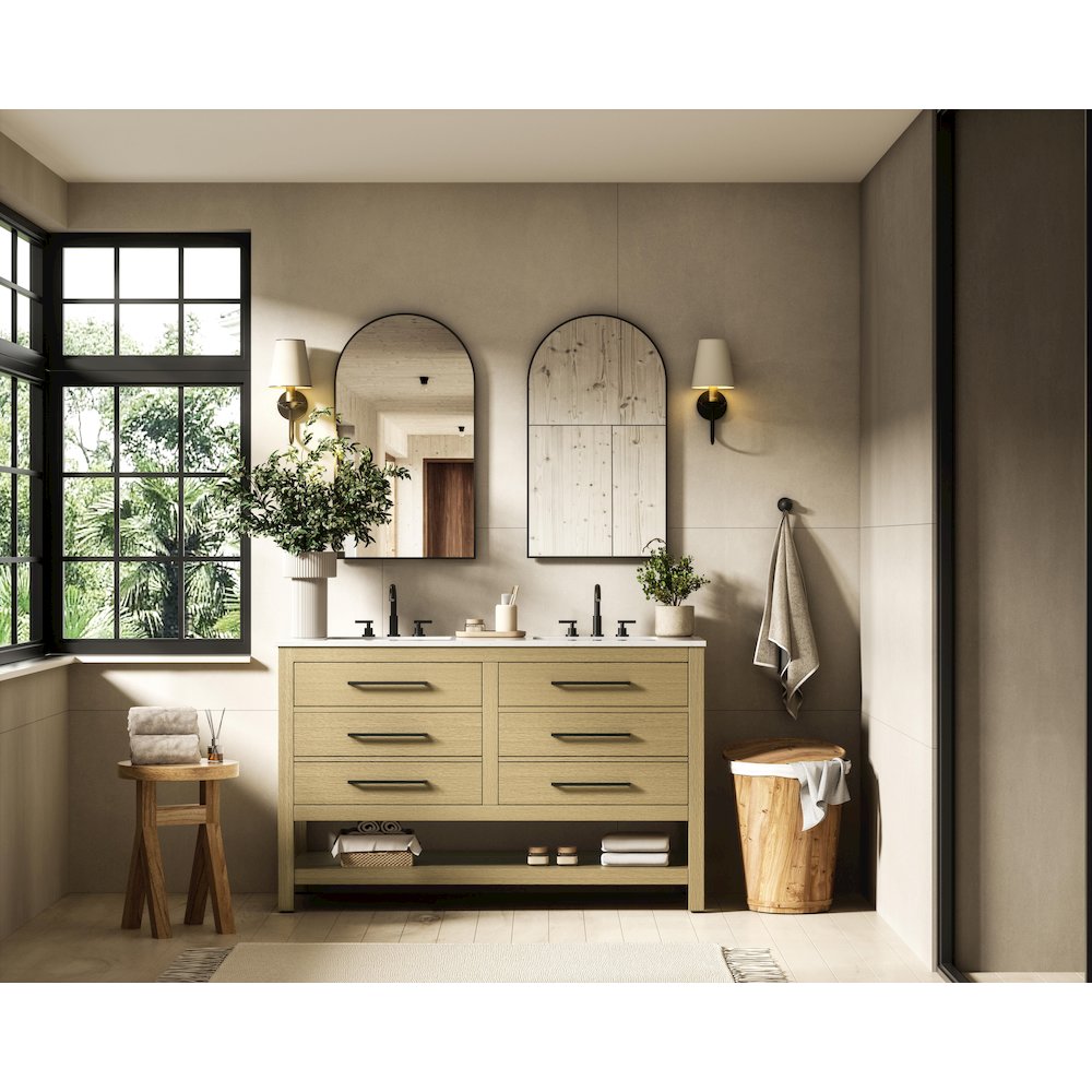 54 inch Double Bathroom Vanity in Honey Brown. Picture 4