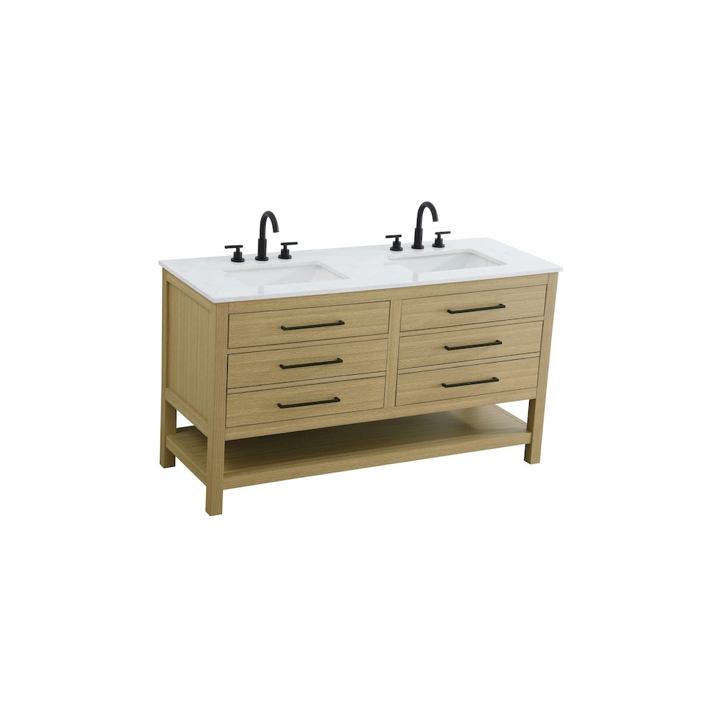 54 inch Double Bathroom Vanity in Honey Brown. Picture 6