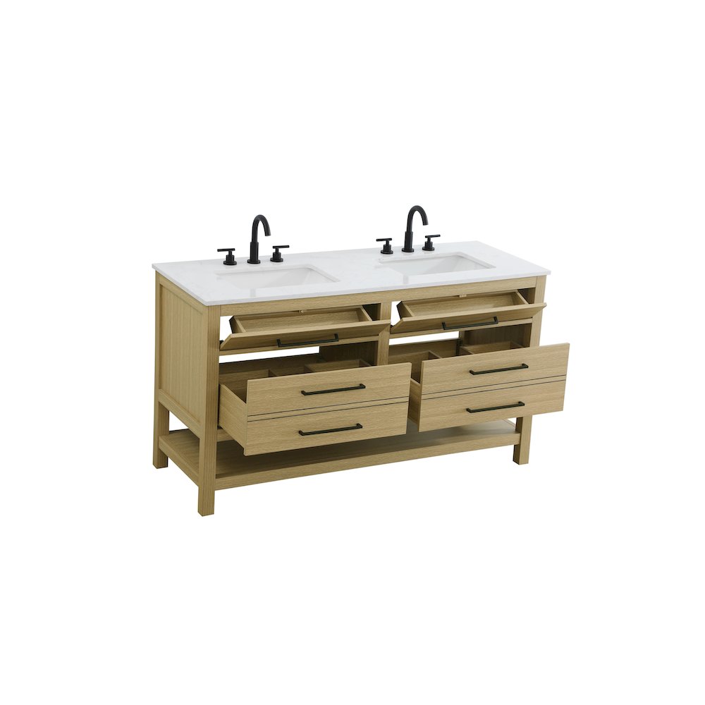54 inch Double Bathroom Vanity in Honey Brown. Picture 7