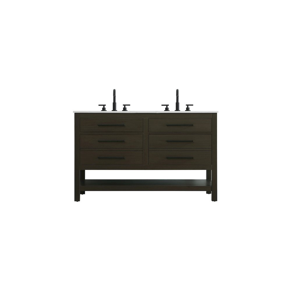 54 inch Double Bathroom Vanity in Mocha Brown. Picture 1