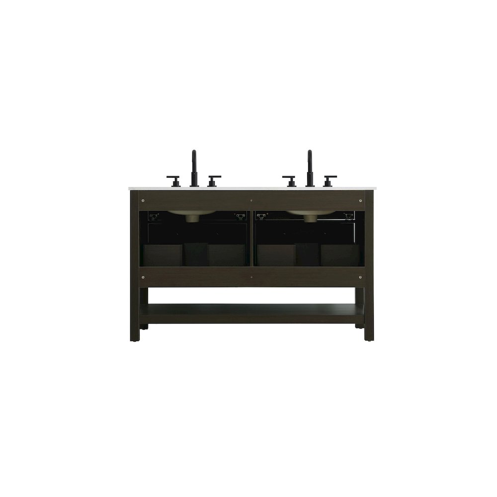 54 inch Double Bathroom Vanity in Mocha Brown. Picture 12