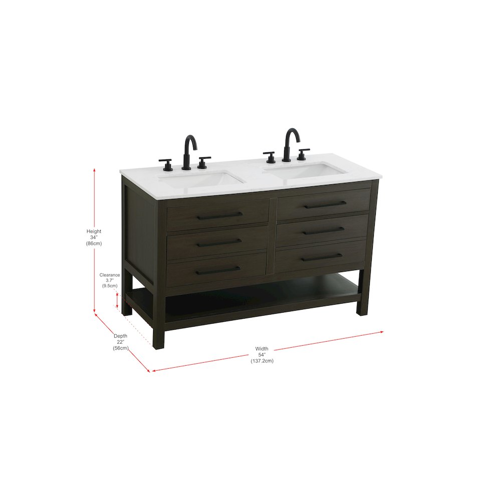54 inch Double Bathroom Vanity in Mocha Brown. Picture 13