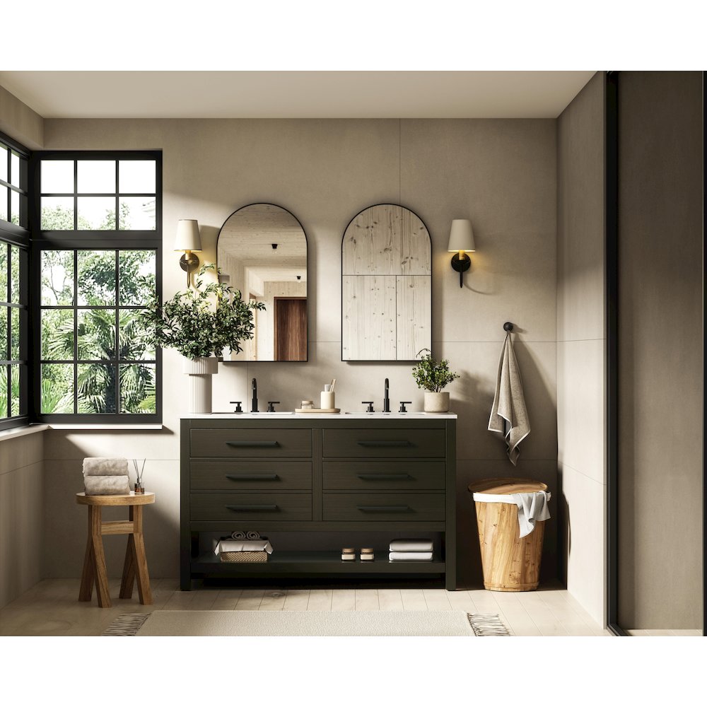 54 inch Double Bathroom Vanity in Mocha Brown. Picture 4
