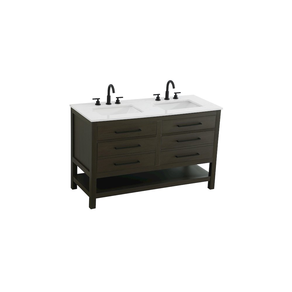 54 inch Double Bathroom Vanity in Mocha Brown. Picture 6