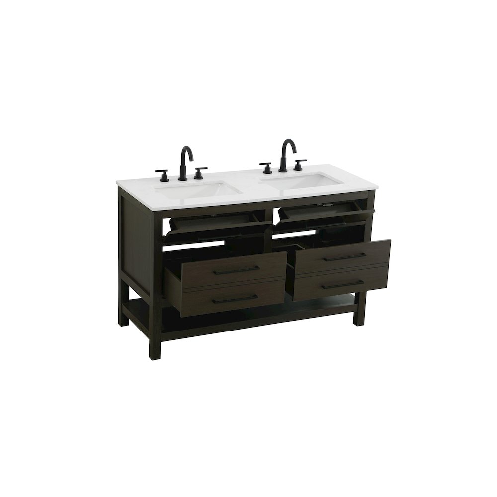 54 inch Double Bathroom Vanity in Mocha Brown. Picture 7