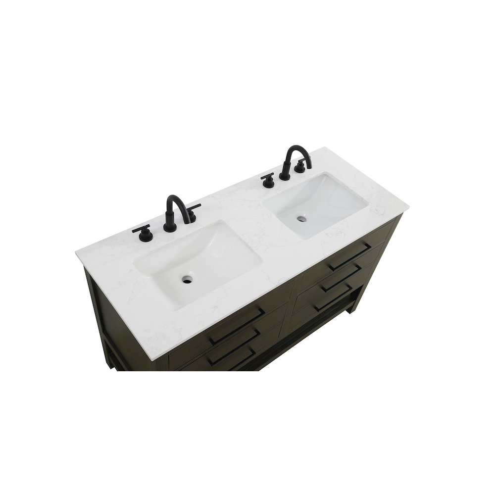 54 inch Double Bathroom Vanity in Mocha Brown. Picture 8
