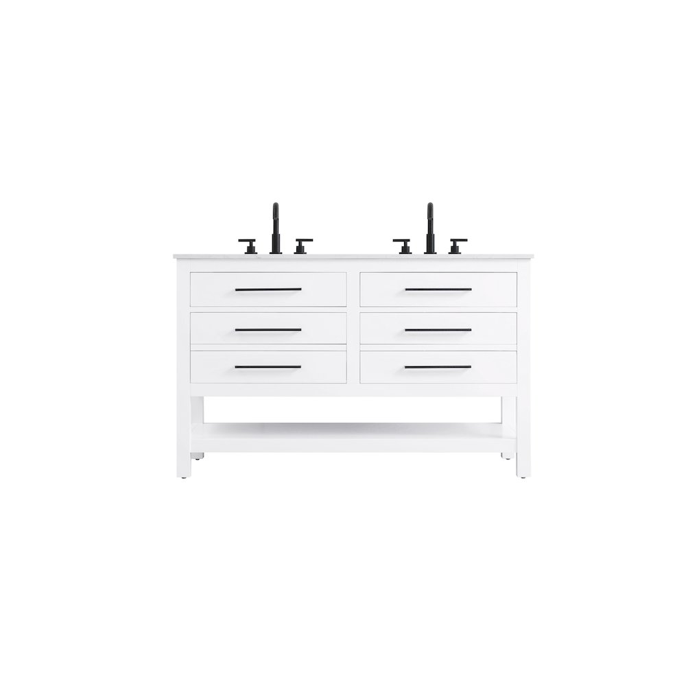 54 inch Double Bathroom Vanity in White. Picture 1