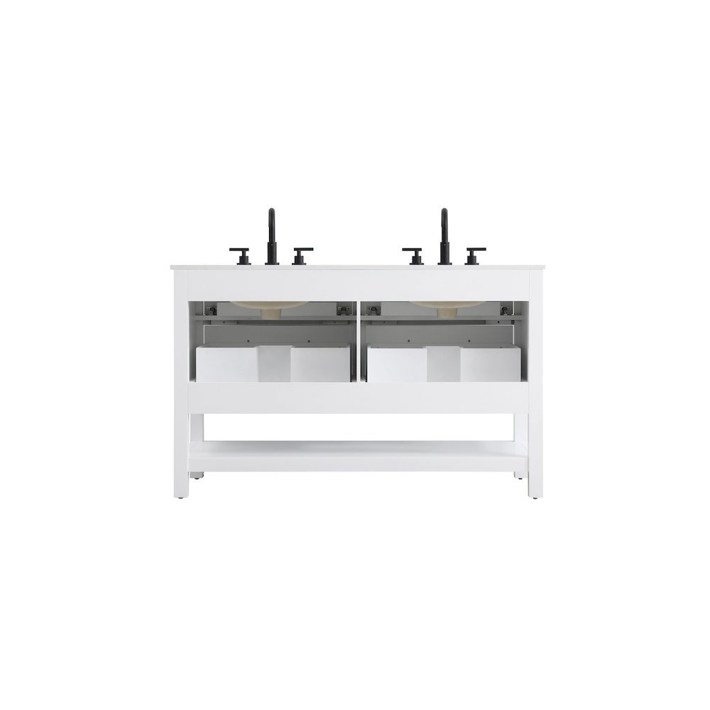 54 inch Double Bathroom Vanity in White. Picture 12