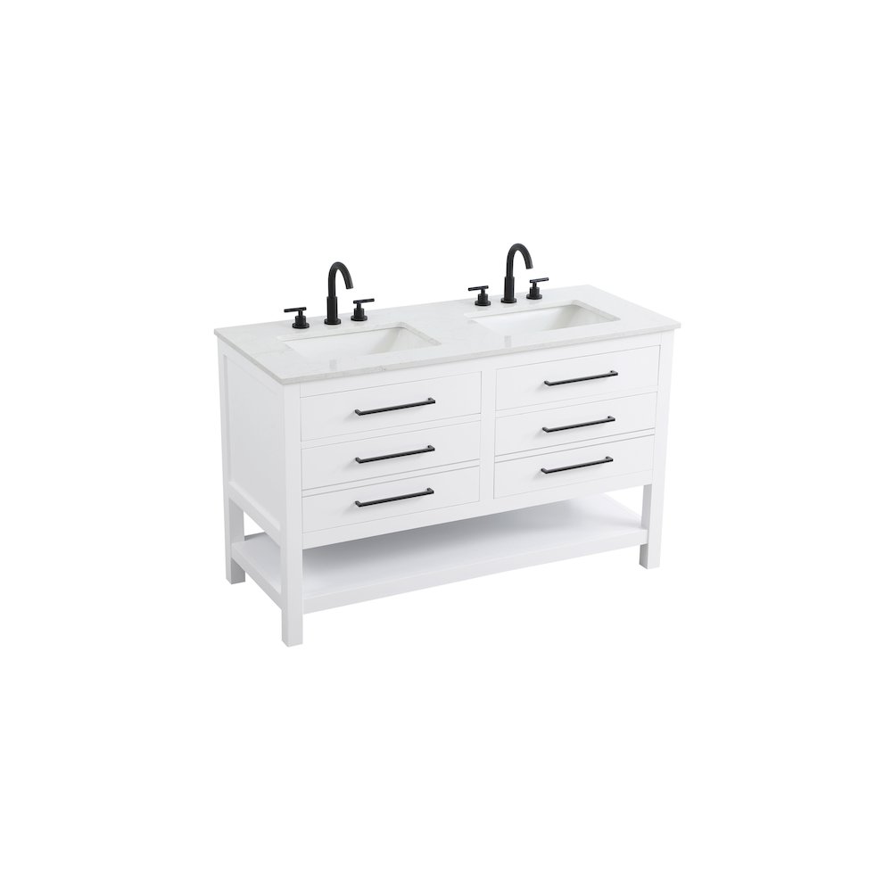54 inch Double Bathroom Vanity in White. Picture 6