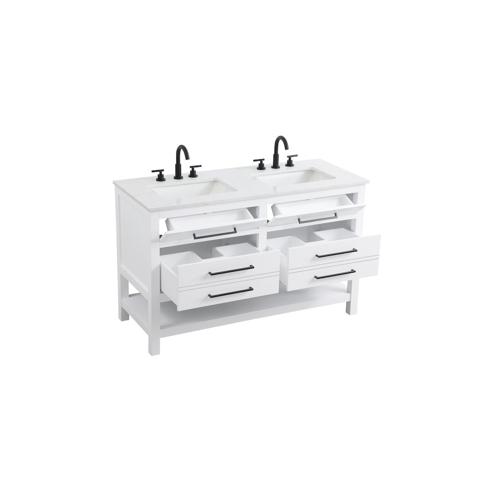 54 inch Double Bathroom Vanity in White. Picture 7