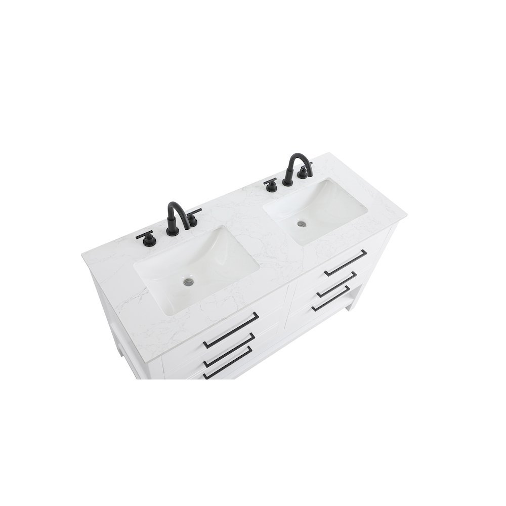 54 inch Double Bathroom Vanity in White. Picture 8