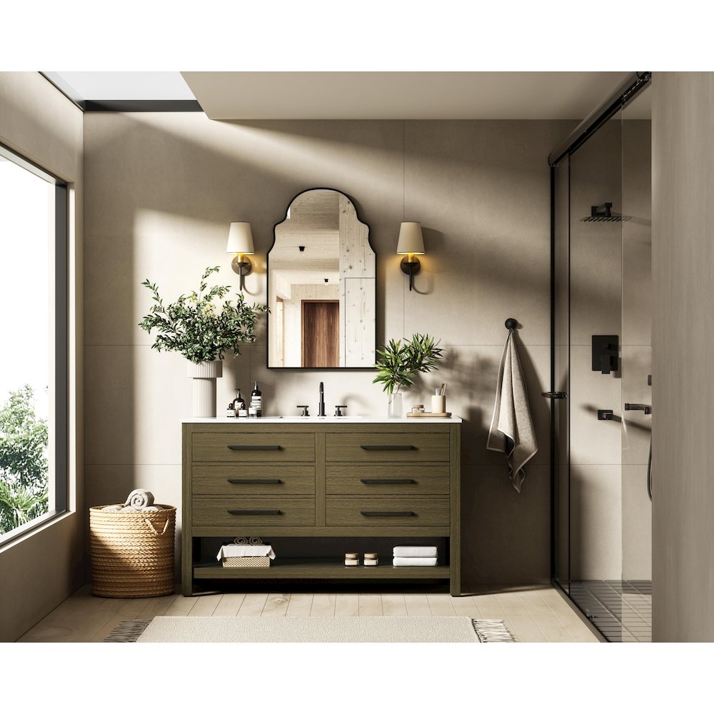 54 inch Single Bathroom Vanity in Chestnut Brown. Picture 4