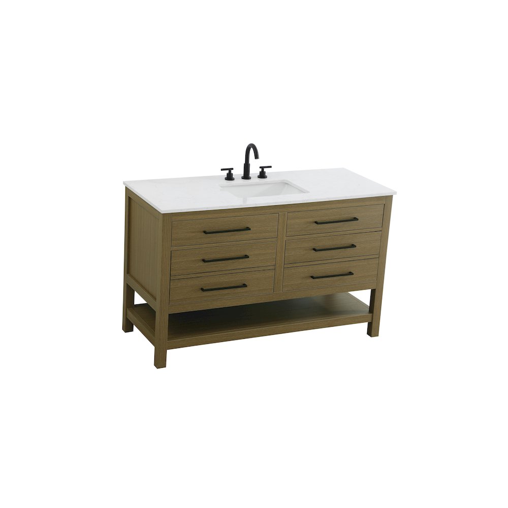 54 inch Single Bathroom Vanity in Chestnut Brown. Picture 6