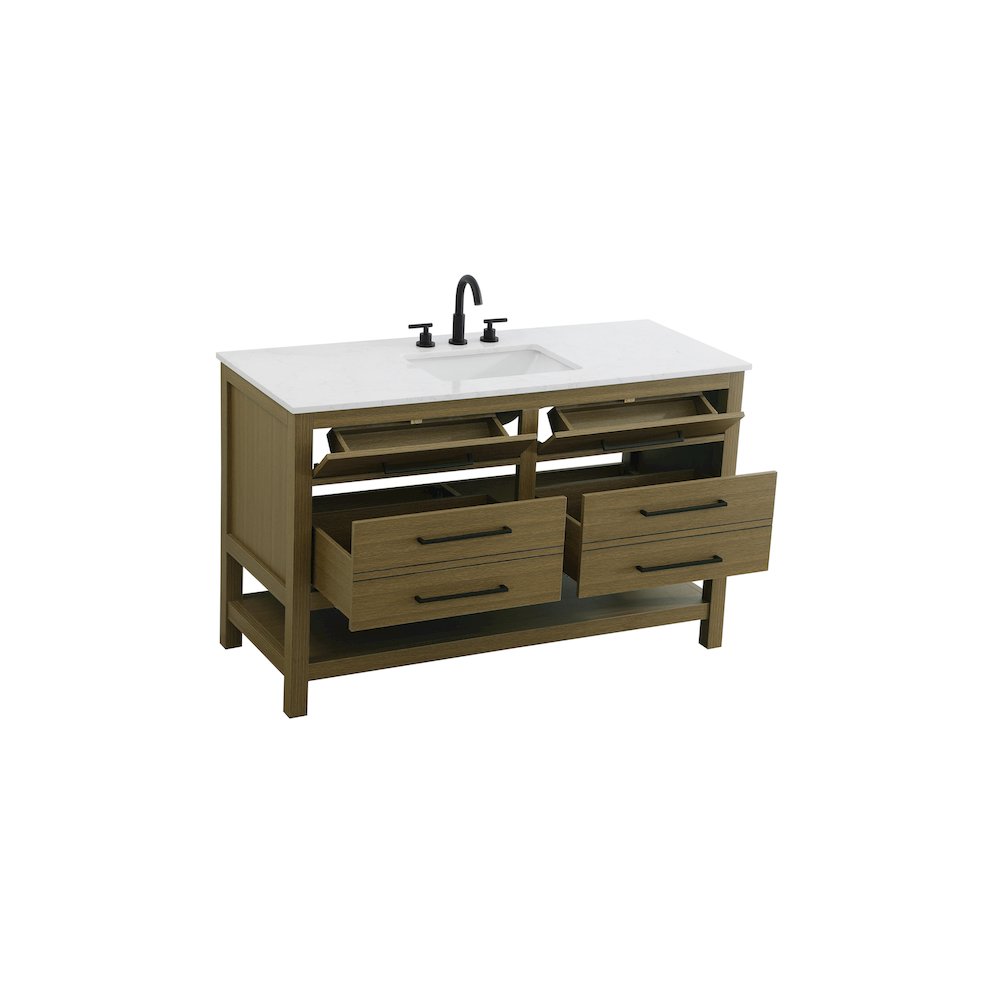 54 inch Single Bathroom Vanity in Chestnut Brown. Picture 7