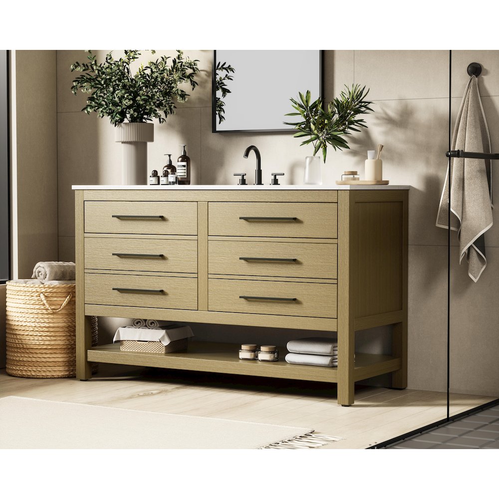 54 inch Single Bathroom Vanity in Honey Brown. Picture 3