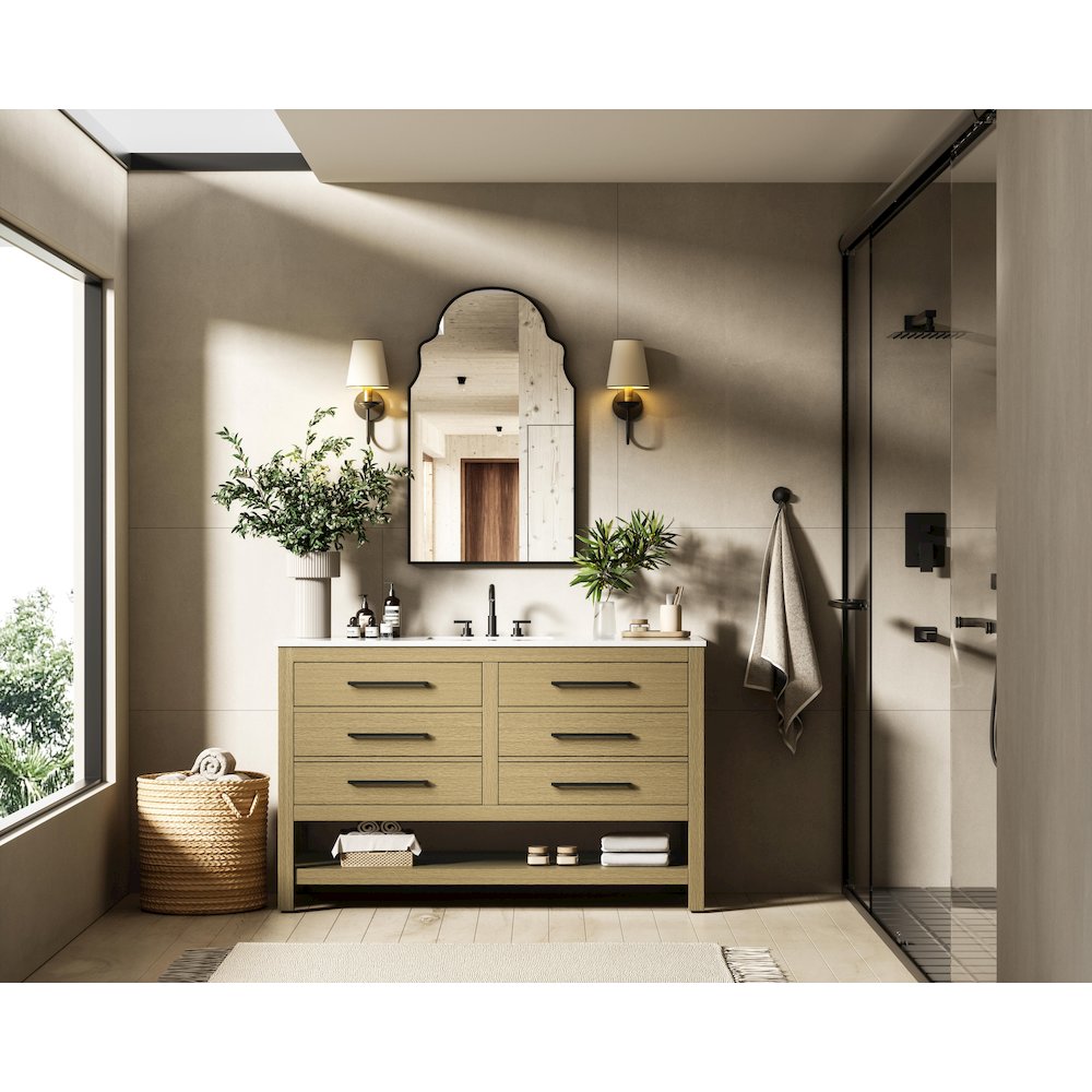 54 inch Single Bathroom Vanity in Honey Brown. Picture 4