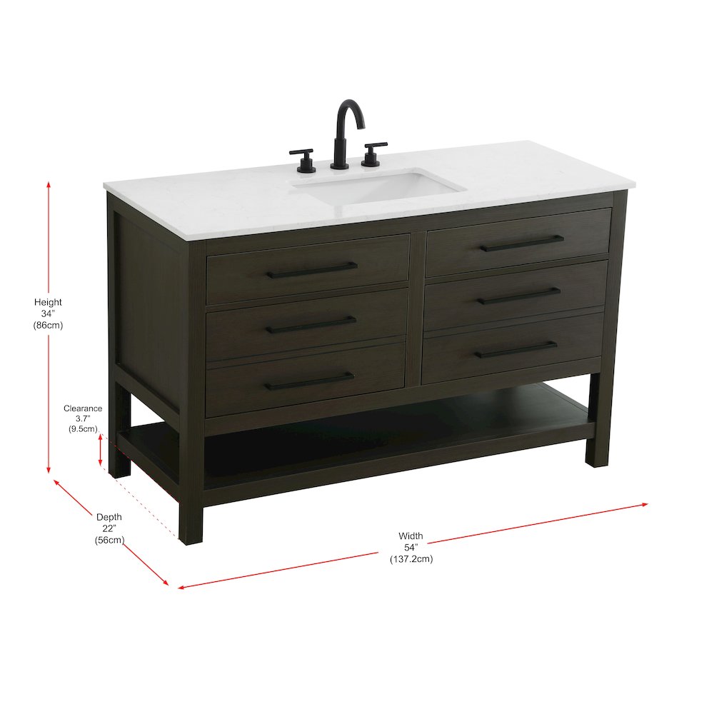 54 inch Single Bathroom Vanity in Mocha Brown. Picture 13