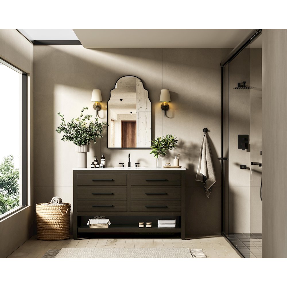 54 inch Single Bathroom Vanity in Mocha Brown. Picture 4