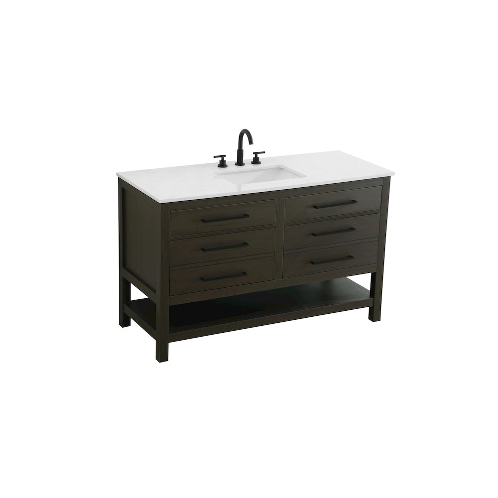 54 inch Single Bathroom Vanity in Mocha Brown. Picture 6