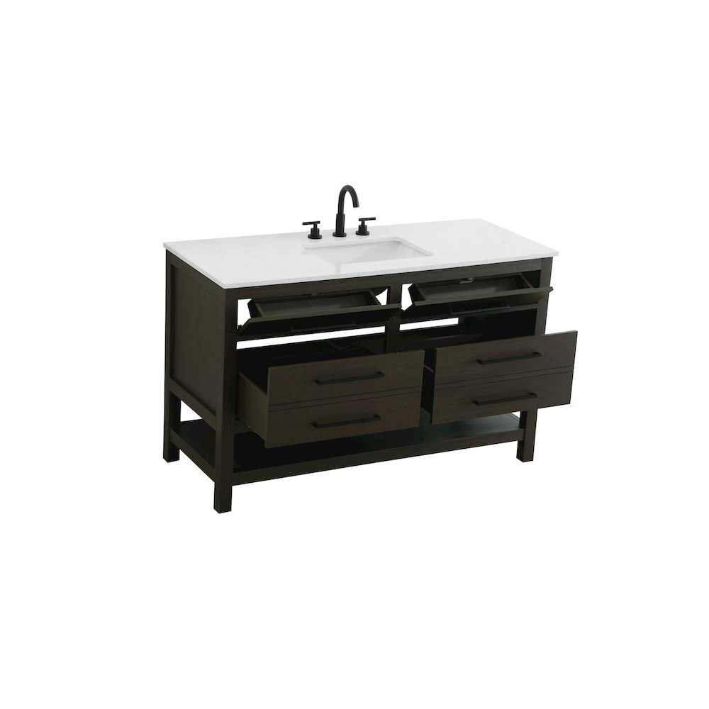 54 inch Single Bathroom Vanity in Mocha Brown. Picture 7