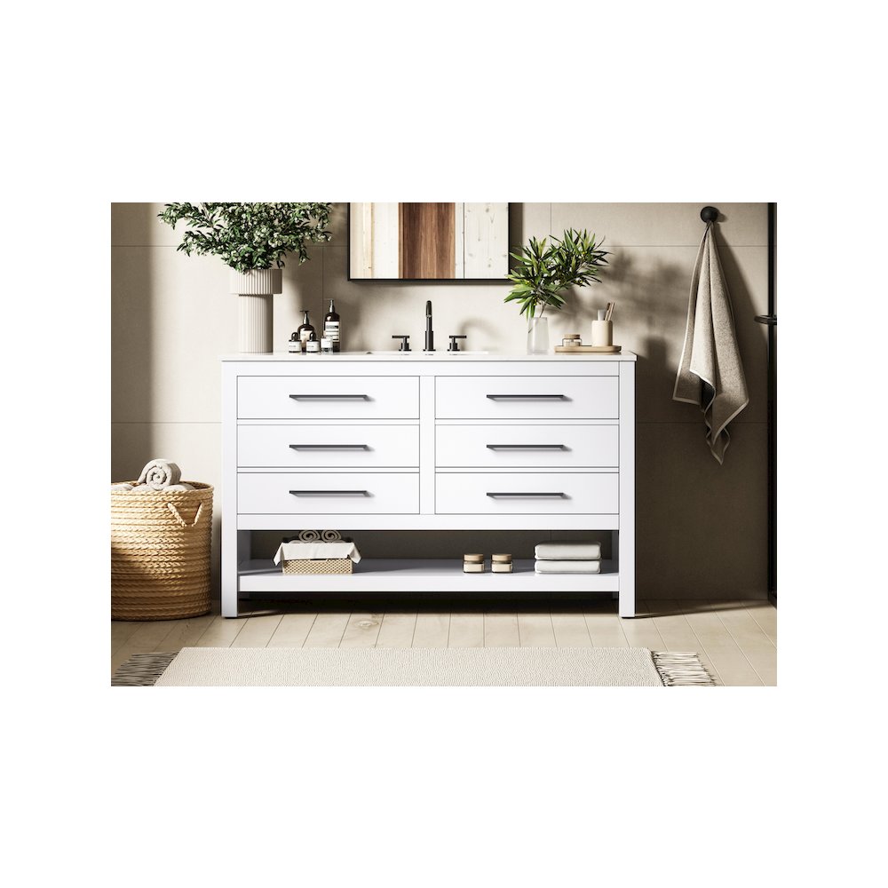 54 inch Single Bathroom Vanity in White. Picture 2