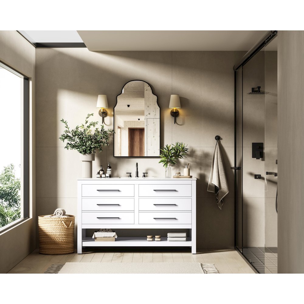 54 inch Single Bathroom Vanity in White. Picture 4